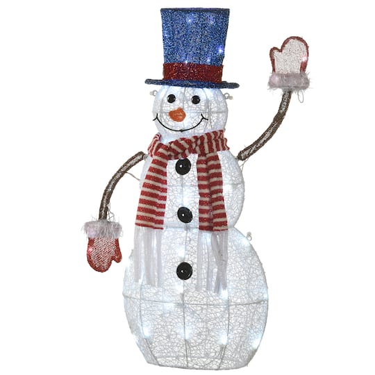 30" Pre-Lit Fabric Snowman By National Tree Company in White | Michaels®